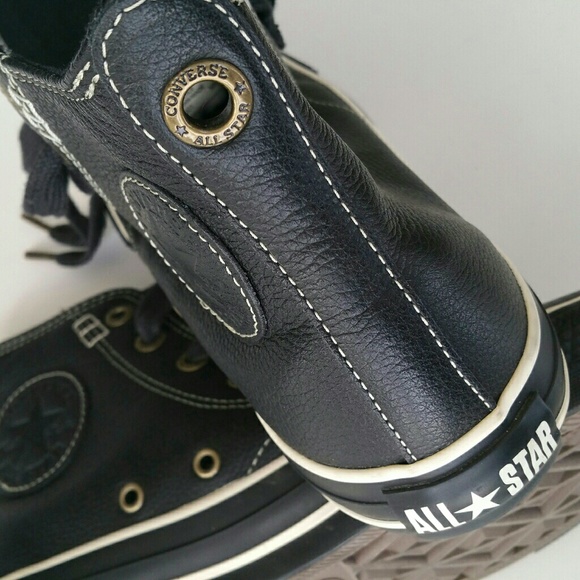 Women's/Men's HOST PICK☆Black Leather Converse All Star Sneakers - Picture 4 of 7